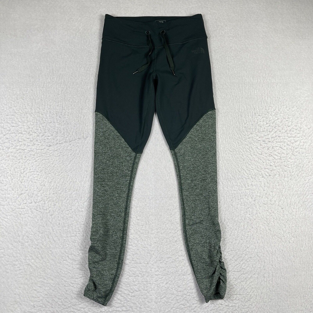 The North Face Leggings Womens Small Green Ruched Flashdry XD Hike Gym Workout